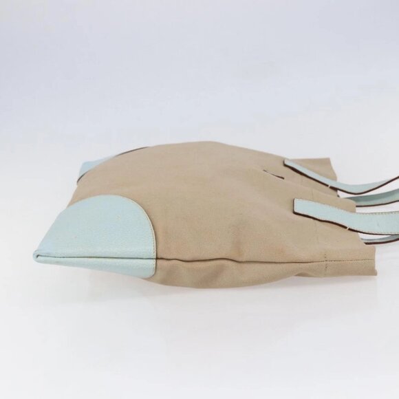 PRADA Tote Bag Canvas Leather Beige Light Blue - Picture 3 of 15